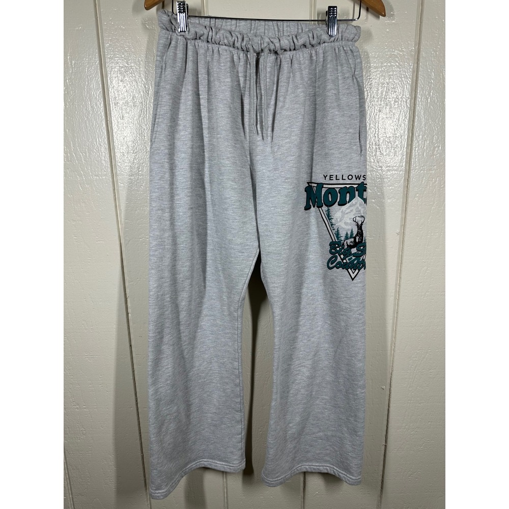 Local Scene Sweatpants Women L Gray Yellowstone Montana Big Sky Country Graphic